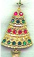 Adorable Goldtoned Vintage Rhinestone Christmas Tree Pin