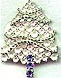 Frosty  White Rhinestone and Blue Rhinestone Christmas Tree pin