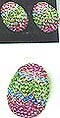 Pink, Blue and Green Rhinestone Easter Egg Pin and Earrings Set by Vasari