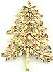 Vintage Mylu Goldtoned and Rhinestone Christmas Tree Pin