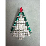 Sweet Clear Rhinestone Fringe Christmas Tree pin