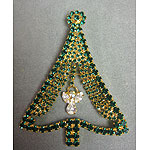 Green Rhinestone Angel Christmas Tree Pin