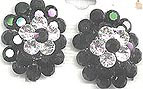 Black and Clear Rhinestone Cluster Earrings