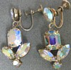 Vintage AB Rhinestone Emerald Cut Earrings