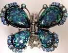 Opalescent Blue Rhinestone Butterfly Jaw Clip