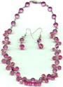 Pink Dangles Crystal Necklace and Earring Set
