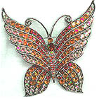 Red and Orange Rhinestone Butterfly Pin