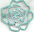 Turquoise Rhinestone Rose Pin