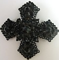 Vintage Black Rhinestone and Japanned Maltese Cross Pin