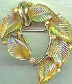 Lisner Gold Ribbed Leaf Pin
